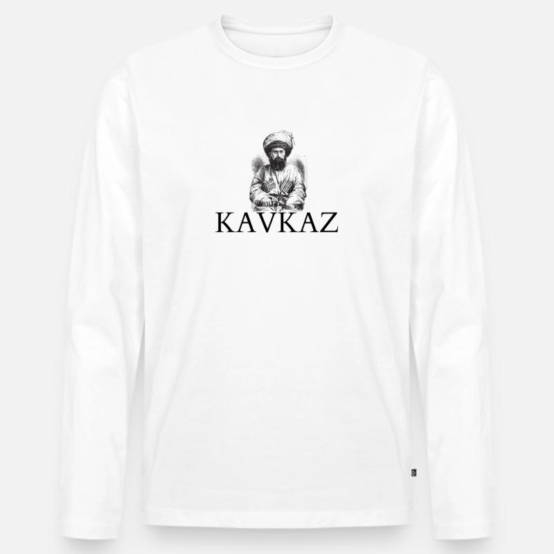 KAVKAZ - Männer Premium Bio Langarmshirt - Weiß