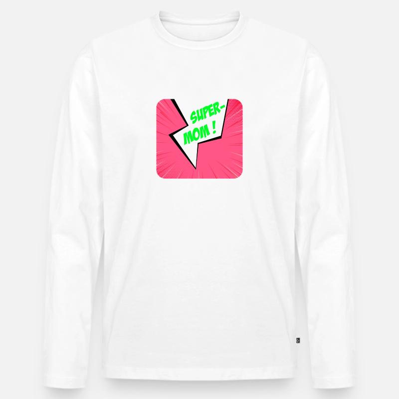 Supermom, Superheldin. Beste Mama. Comicbuch. - Männer Premium Bio Langarmshirt - Weiß