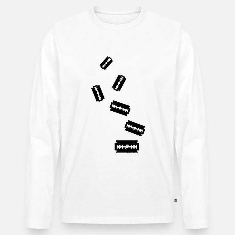 Rasierklinge Icon Symbol - Männer Premium Bio Langarmshirt - Weiß