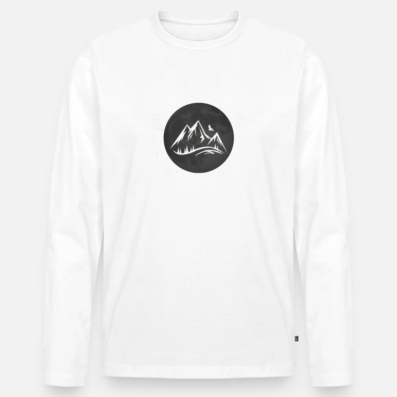 Vollmond - Berg - - Männer Premium Bio Langarmshirt - Weiß