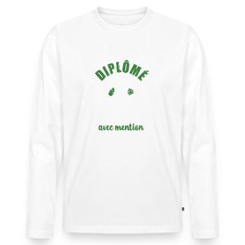 Diplômé naturopathe +4 avec mention t-shirt - T-shirt manches longues Premium bio Homme - blanc - Devant - Nico (187cm)