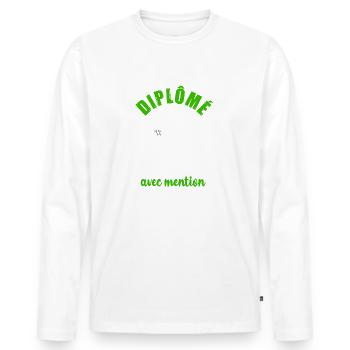 Diplôme parqueteur +4 avec mention t-shirt - T-shirt manches longues Premium bio Homme - blanc - Devant - Nico (187cm)