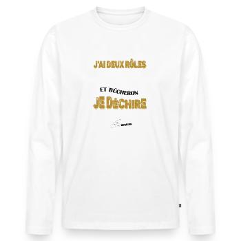 j'ai deux rôles beau-frère et bûcheron t-shirt - T-shirt manches longues Premium bio Homme - blanc - Devant - Nico (187cm)