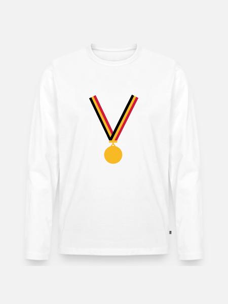 gold_medal_be_3_clr - Men's Premium Organic Long Sleeve Shirt - white