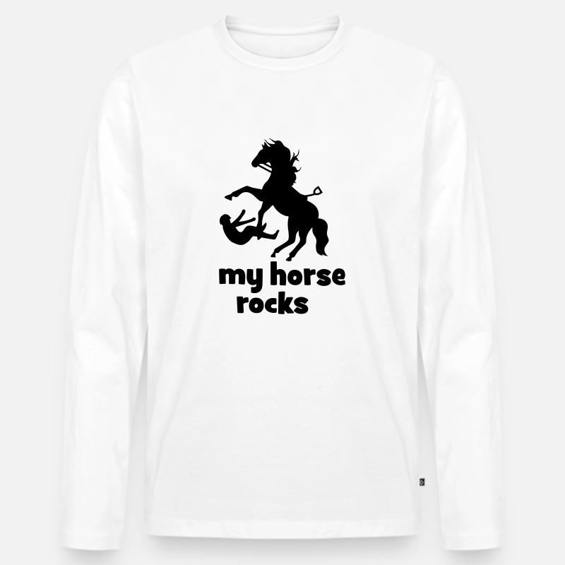 Pferd - Männer Premium Bio Langarmshirt - Weiß