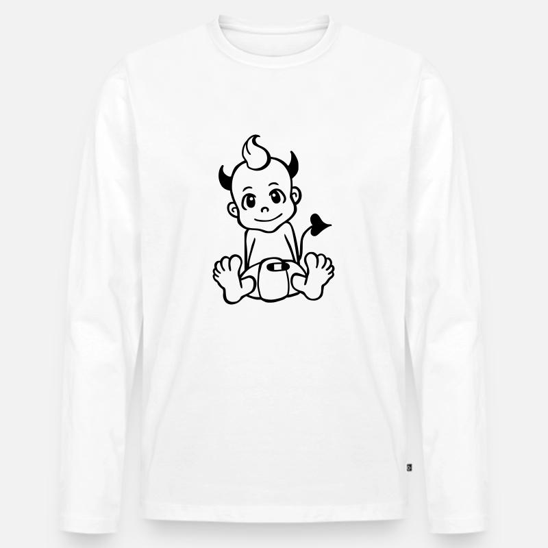Kleiner Teufel - Männer Premium Bio Langarmshirt - Weiß