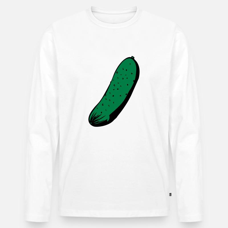 Gurke - Männer Premium Bio Langarmshirt - Weiß