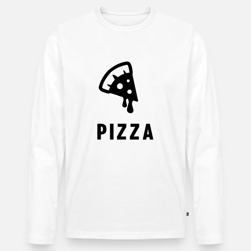 Pizza - Männer Premium Bio Langarmshirt - Weiß