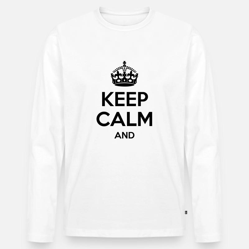 Keep Calm - Männer Premium Bio Langarmshirt - Weiß