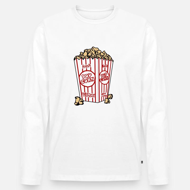 Popcorn-Becher - Männer Premium Bio Langarmshirt - Weiß