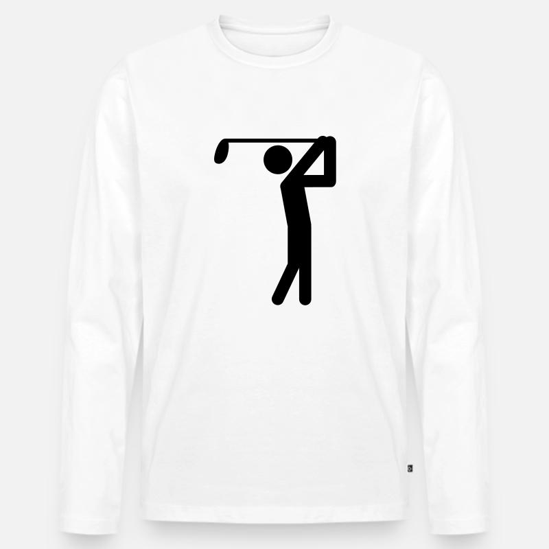 Golfer Symbol - Männer Premium Bio Langarmshirt - Weiß
