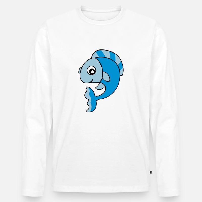 fisch_02 - Männer Premium Bio Langarmshirt - Weiß