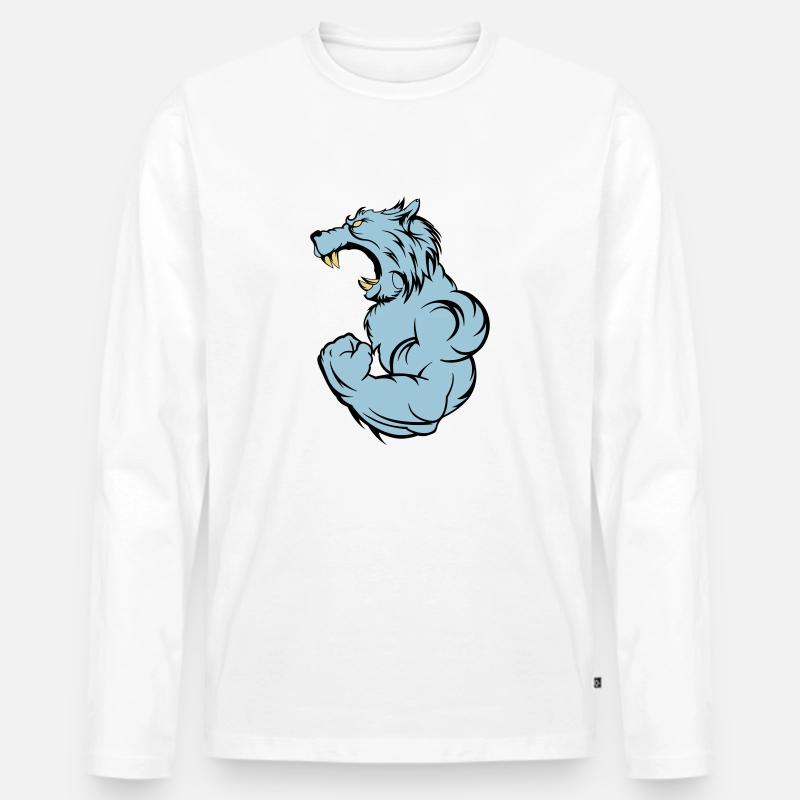 wolf_beast_2 - Männer Premium Bio Langarmshirt - Weiß