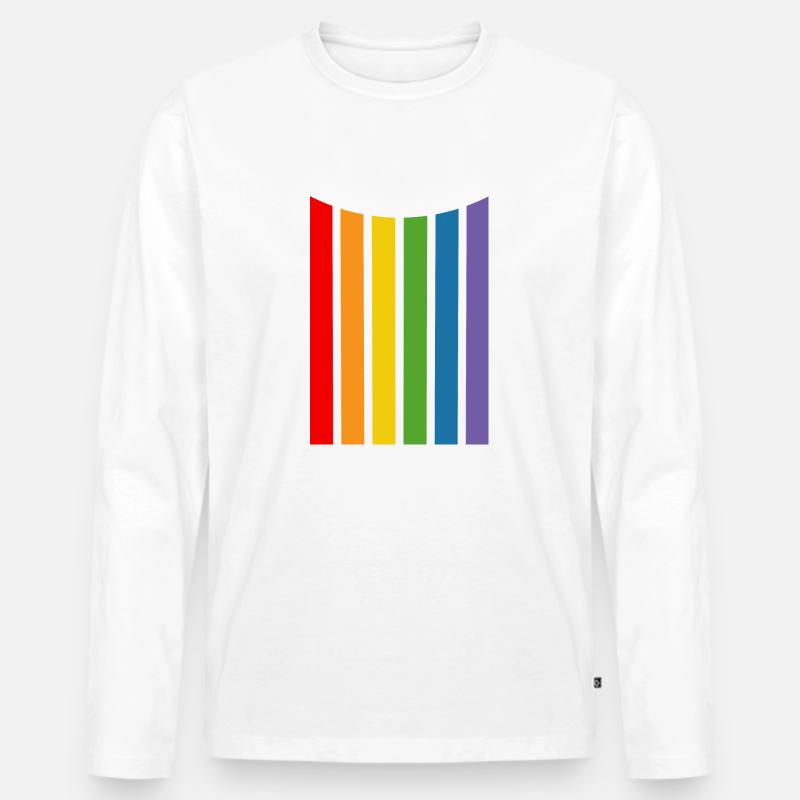 Regenbogenstreifen - Männer Premium Bio Langarmshirt - Weiß