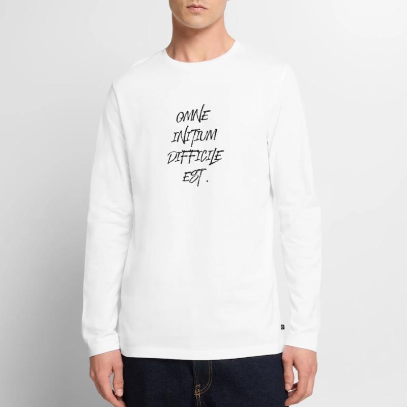 all beginning is difficult Latin quotation scripture Men's Premium Organic Long Sleeve Shirt