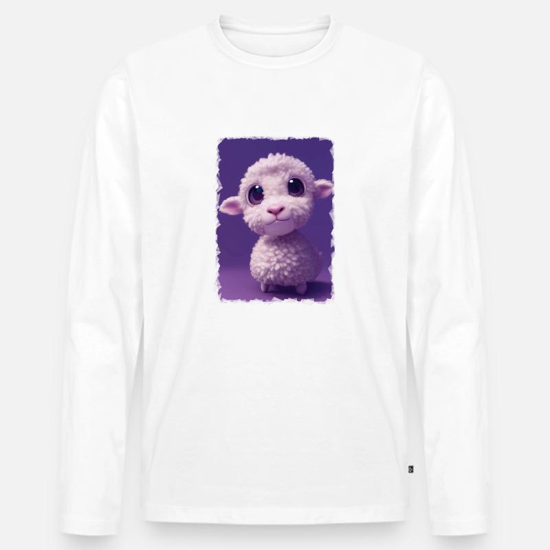 Süßes Schaf - Männer Premium Bio Langarmshirt - Weiß