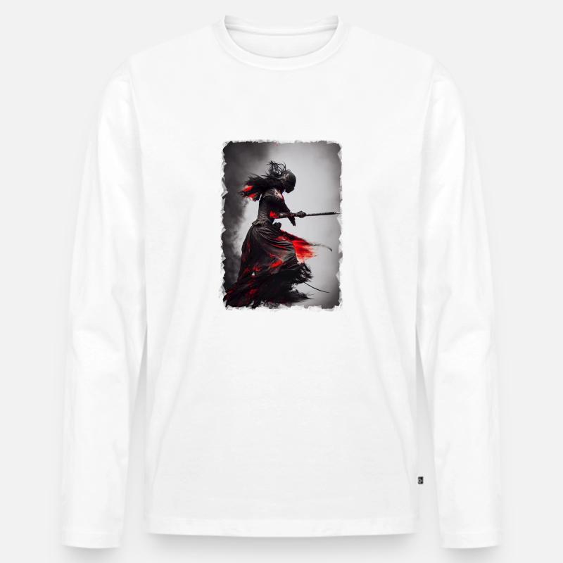 Samurai - Männer Premium Bio Langarmshirt - Weiß