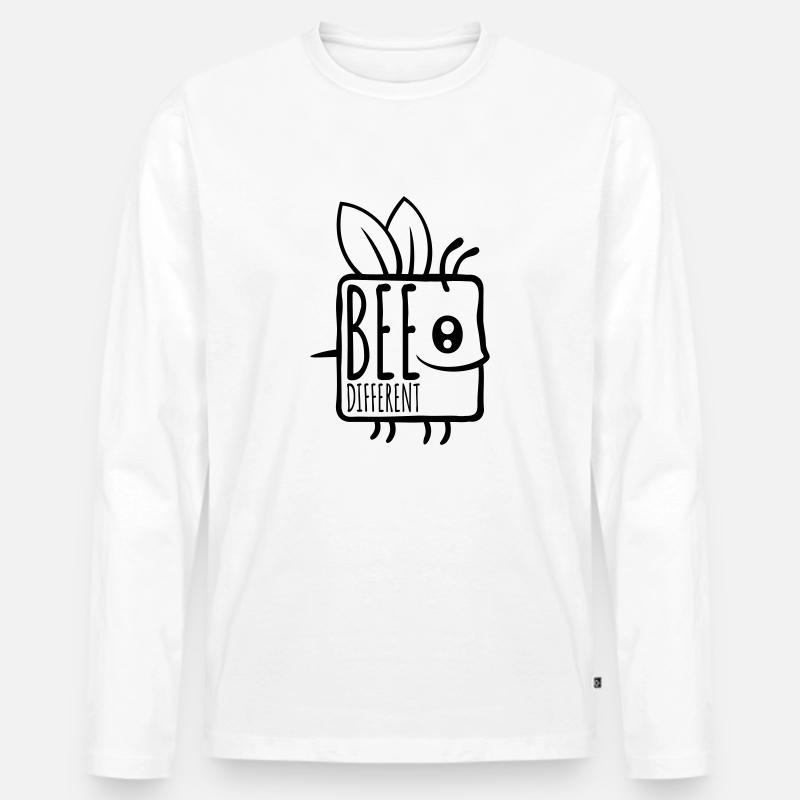 bee different Spruch Zitat - Männer Premium Bio Langarmshirt - Weiß