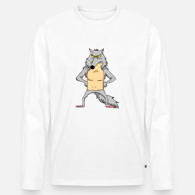 Scherz der verärgerte Wolf - Männer Premium Bio Langarmshirt - Weiß