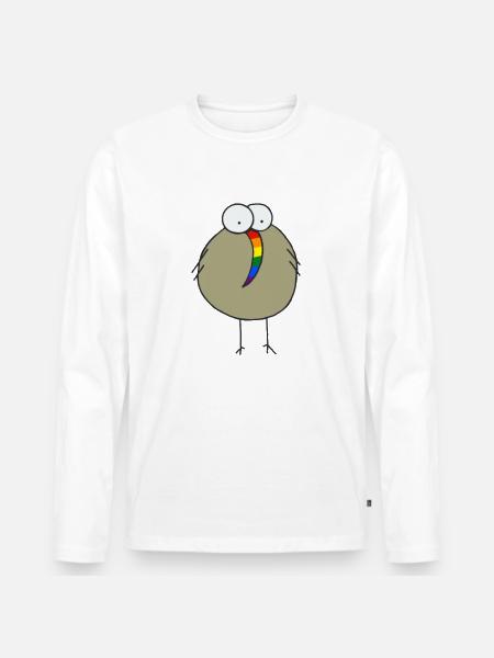 Regenbogenkiwi - Männer Premium Bio Langarmshirt - Weiß