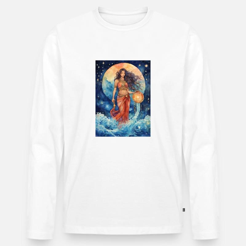 Sternzeichen Wassermann - Männer Premium Bio Langarmshirt - Weiß