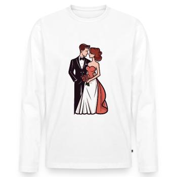 Mariage mariée marié jeunes mariés - T-shirt manches longues Premium bio Homme - blanc - Devant - Nico (187cm)