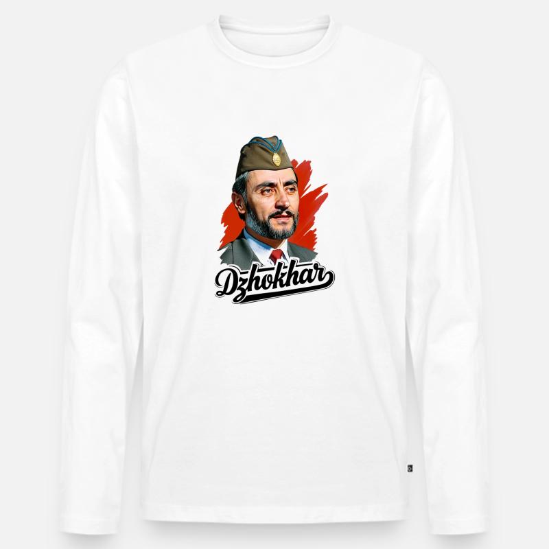 Dzhokhar Dudaev Design - Männer Premium Bio Langarmshirt - Weiß