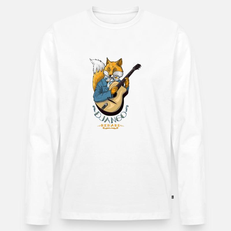 Django Fuchs - Männer Premium Bio Langarmshirt - Weiß