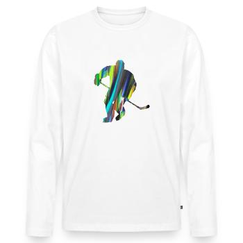 Eishockey, Hockey, Graffiti, bunt, stencil - Männer Premium Bio Langarmshirt - Weiß - Vorne - Nico (187cm)