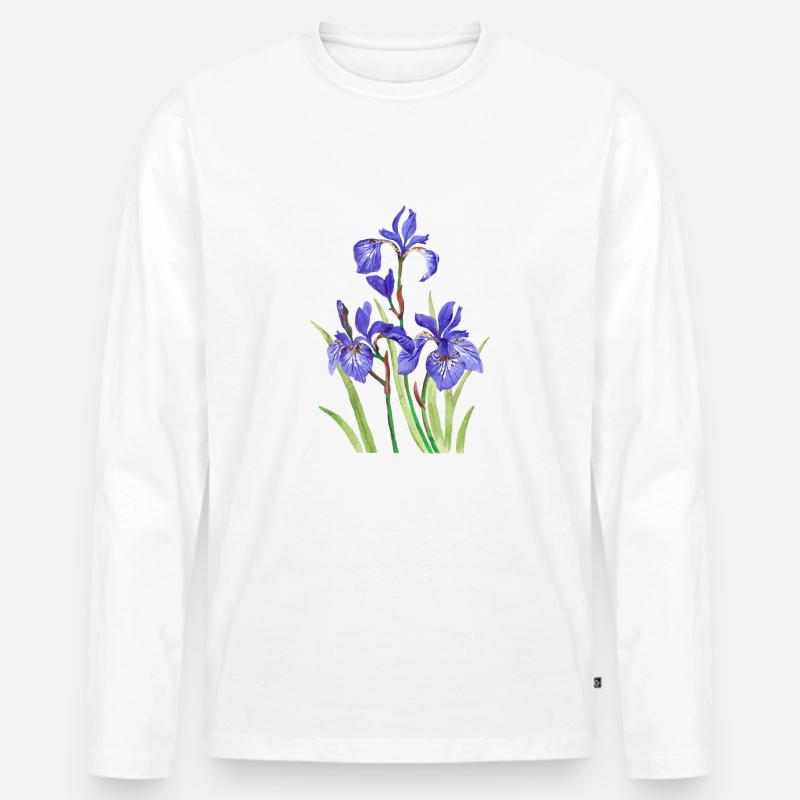 Iris - Männer Premium Bio Langarmshirt - Weiß
