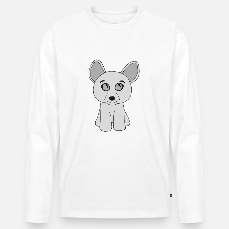 Süßer grauer Hund - Männer Premium Bio Langarmshirt - Weiß