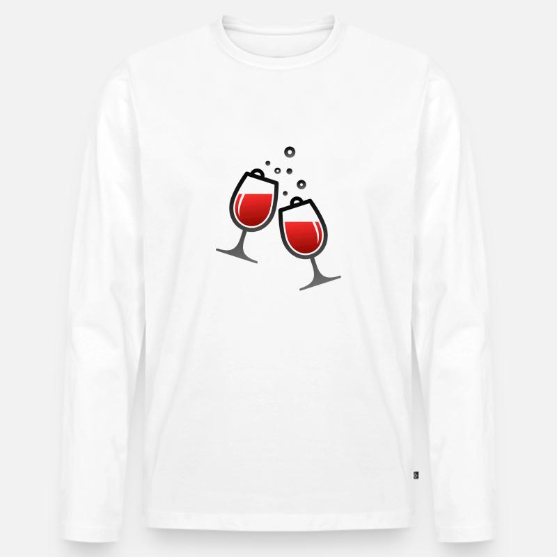 Zwei Weingläser - Männer Premium Bio Langarmshirt - Weiß