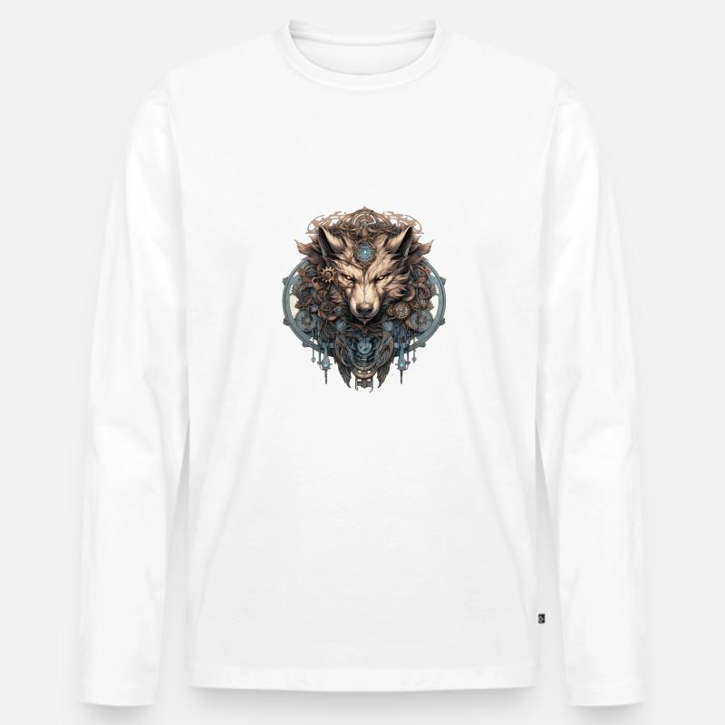 Wolfenkreis - Männer Premium Bio Langarmshirt - Weiß