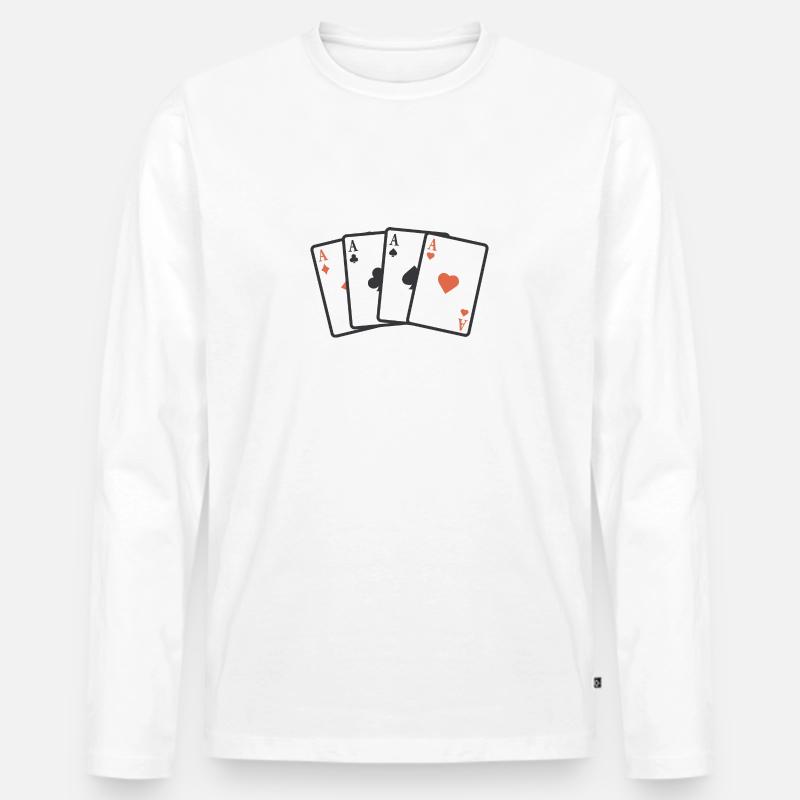 Karten Ass - Männer Premium Bio Langarmshirt - Weiß