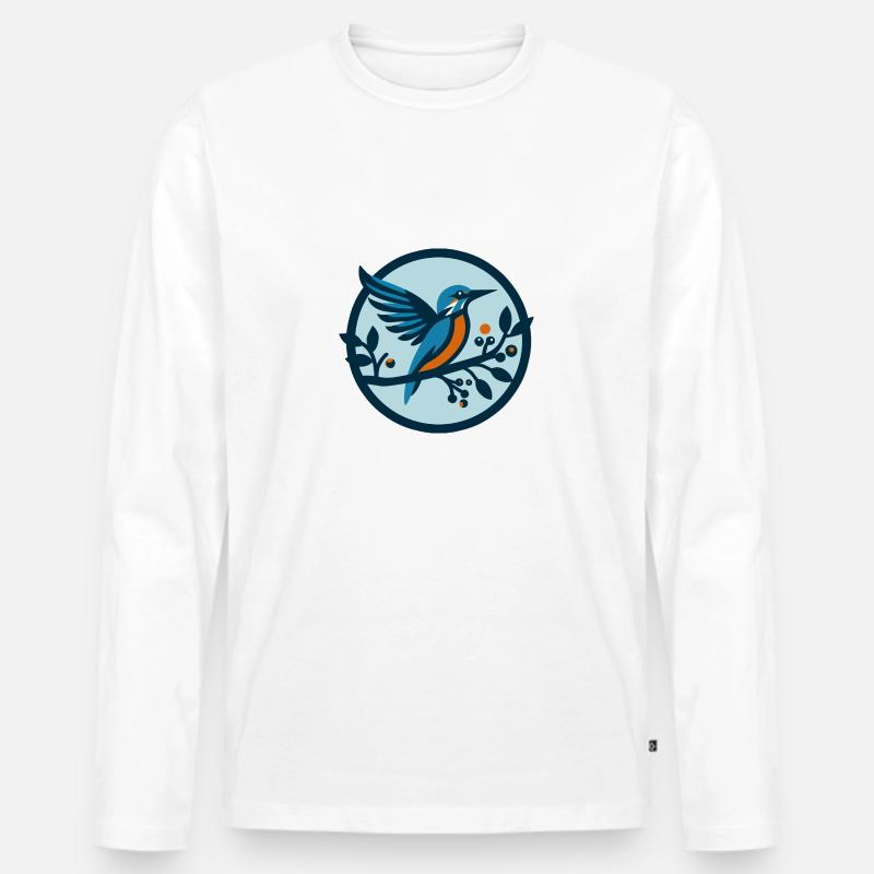 Eisvogel Vogel Alcedo Atthis - Männer Premium Bio Langarmshirt - Weiß