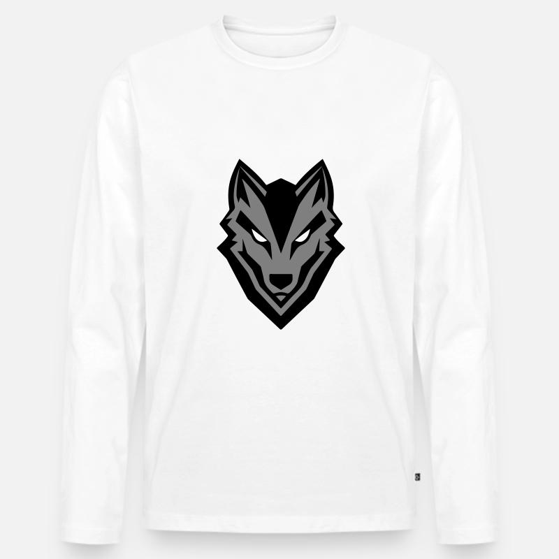 Wolf Symbol - Männer Premium Bio Langarmshirt - Weiß