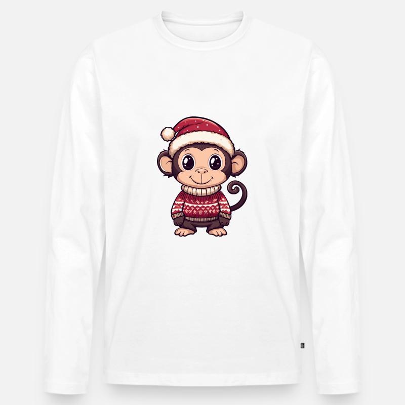 Monkey Christmas Comic - Men's Premium Organic Long Sleeve Shirt - white