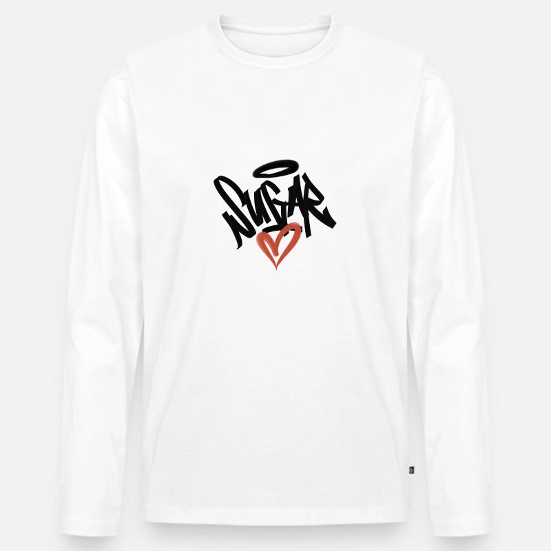 Zuckerherz Graffiti - Männer Premium Bio Langarmshirt - Weiß