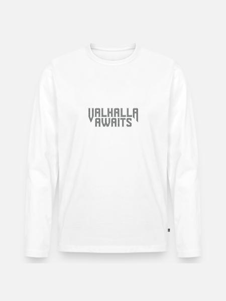 Valhalla Awaits - Men's Premium Organic Long Sleeve Shirt - white