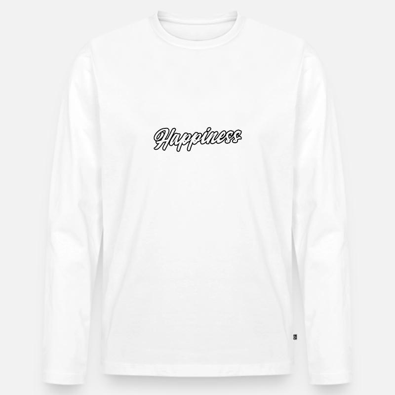 Happiness - Männer Premium Bio Langarmshirt - Weiß
