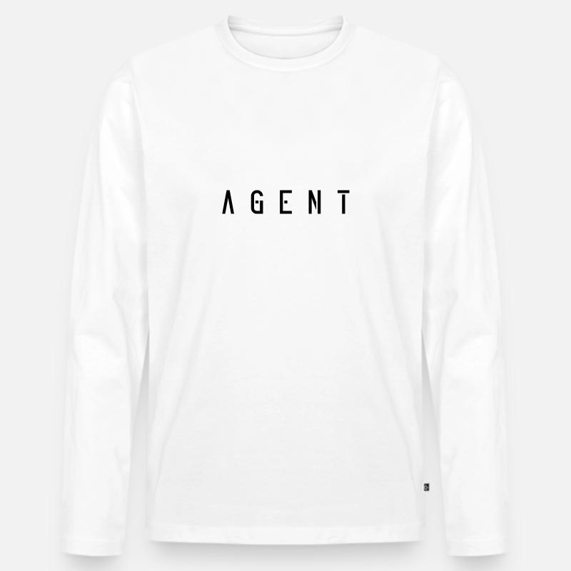 Agent - Männer Premium Bio Langarmshirt - Weiß