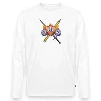 Les dés sont mon jeu de stylo et de papier d’arme - T-shirt manches longues Premium bio Homme - blanc - Devant - Nico (187cm)