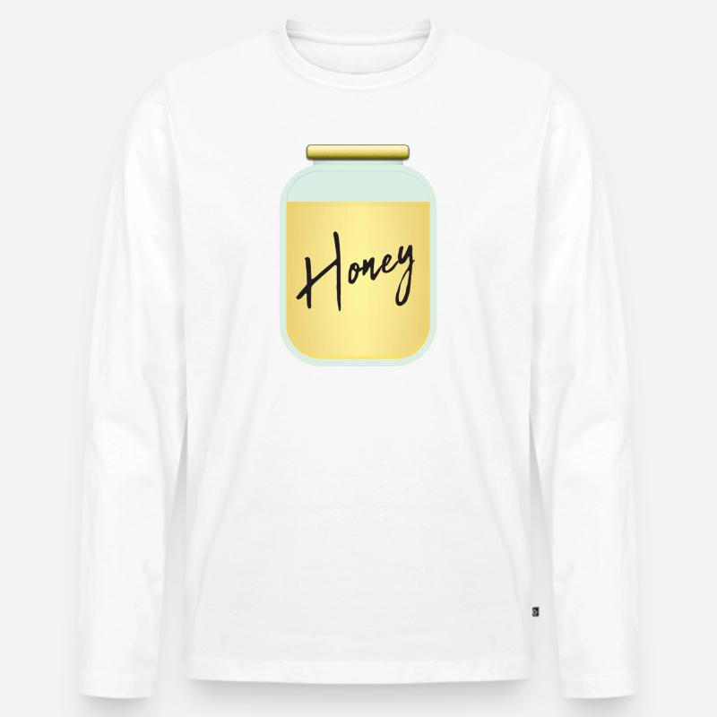 Honig - Männer Premium Bio Langarmshirt - Weiß