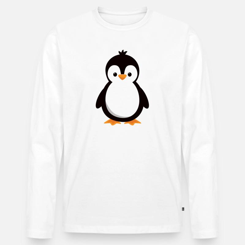 süßer Pinguin - Männer Premium Bio Langarmshirt - Weiß