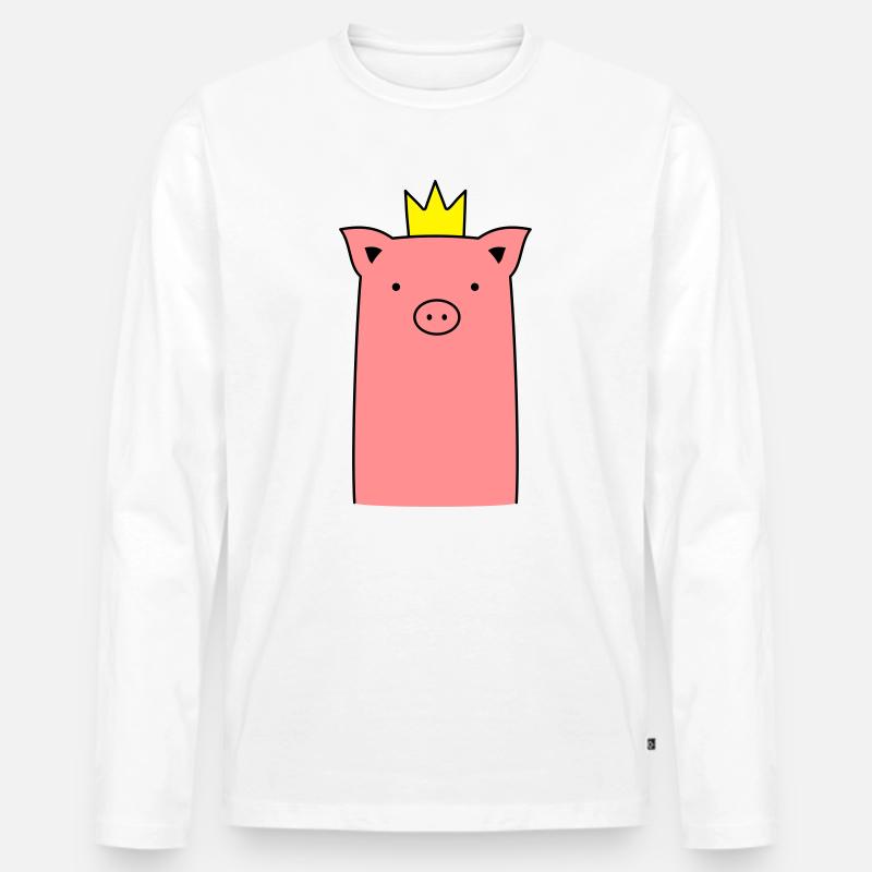 Sau Ferkel Schweinchen mit Krone Geschenk - Männer Premium Bio Langarmshirt - Weiß