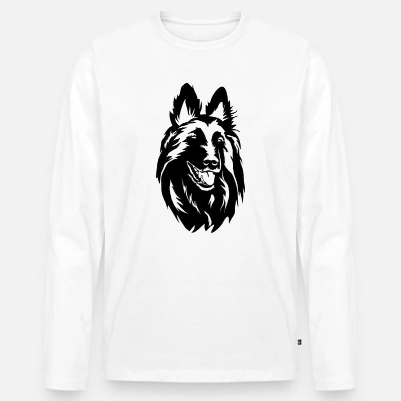 Tervueren Kopf - Männer Premium Bio Langarmshirt - Weiß