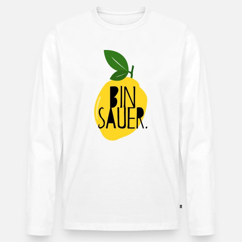Bin sauer - Zitrone - Schlechte Laune - Statement - Männer Premium Bio Langarmshirt - Weiß