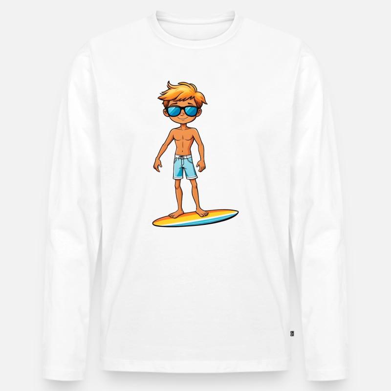Cooler junger Surfer Dude Boy - Männer Premium Bio Langarmshirt - Weiß