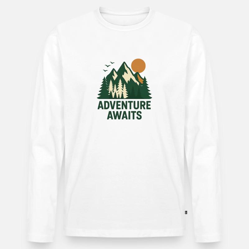 Abenteuerwald Berglandschaft - Männer Premium Bio Langarmshirt - Weiß