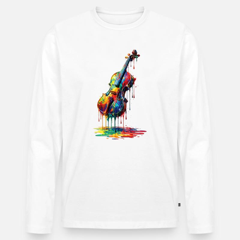Geige mit tropfender Farbe - Männer Premium Bio Langarmshirt - Weiß
